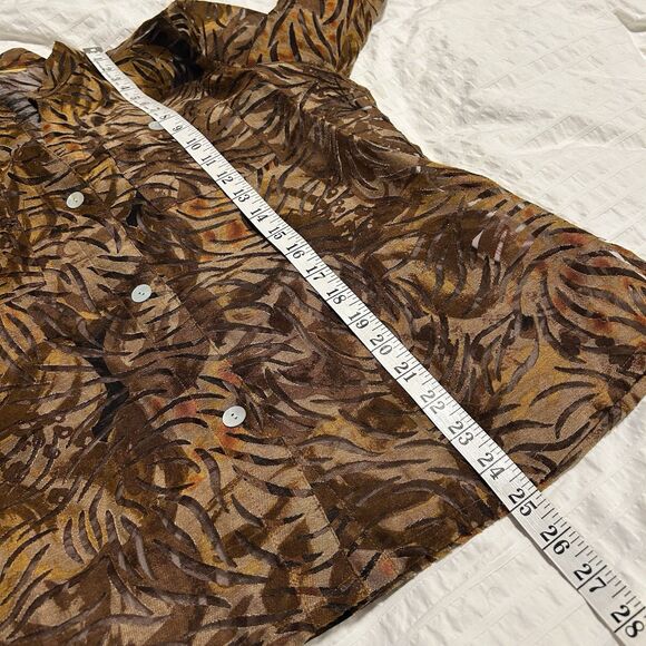 Ruby Rd Blouse Size M Semi Sheer Burnout Floral Tropical Brown Forest Fairy - Picture 11 of 12